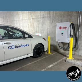 Colorado Carshare Car at bi-directional charging station