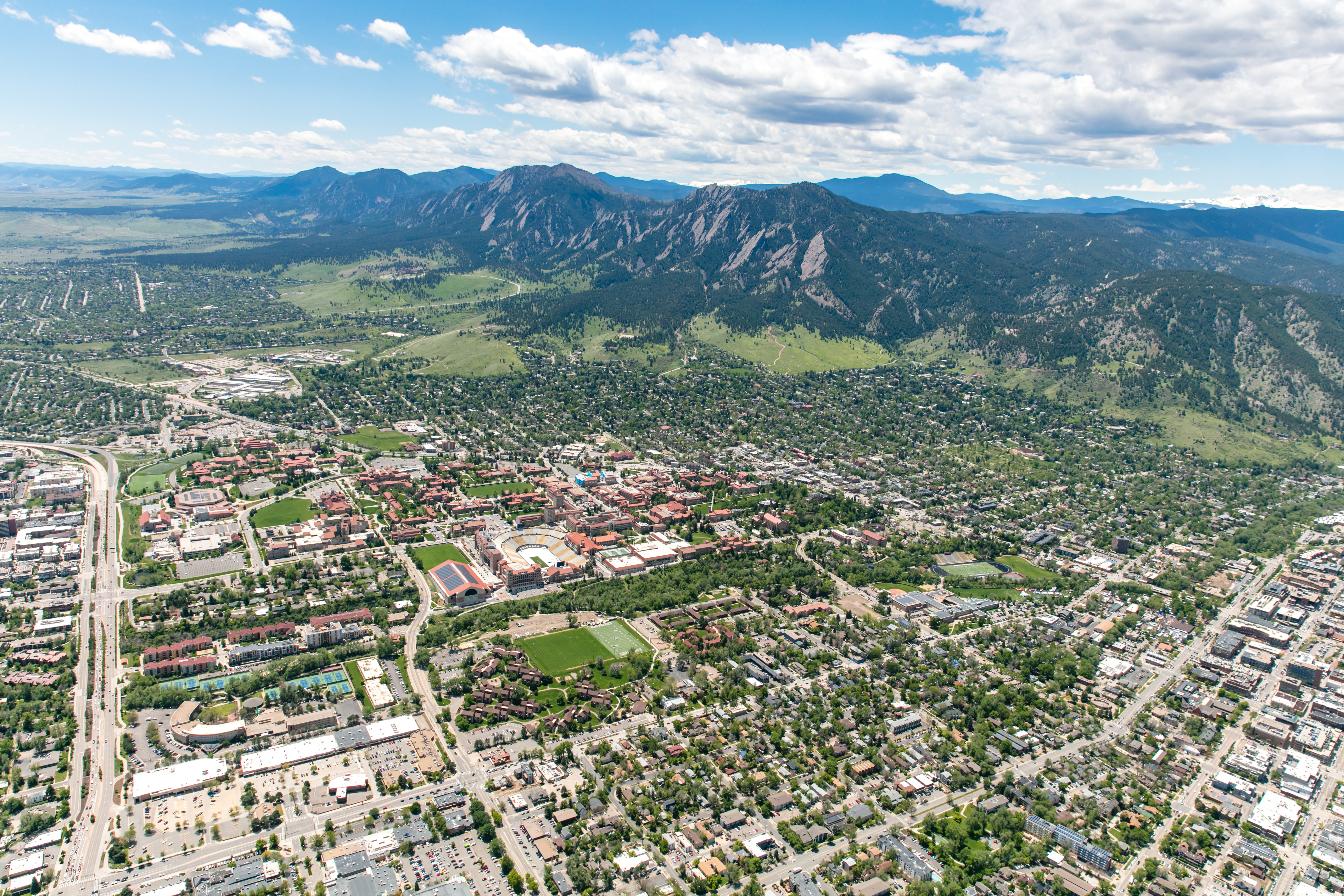 Aerial view of downtown Boulder, Colorado