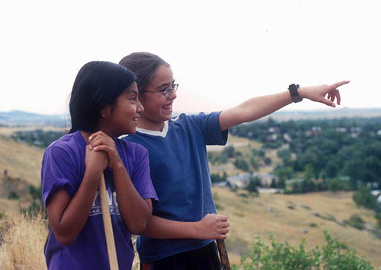 Children hiking on Dakota Ridge Trail