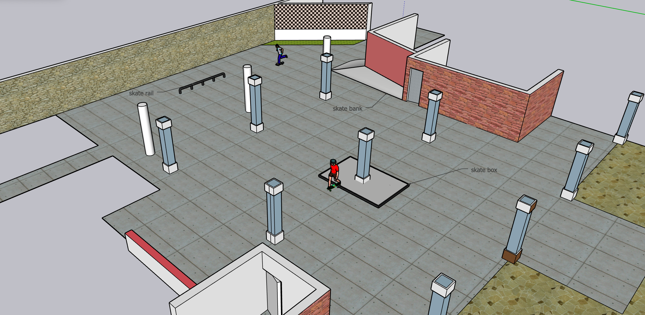 Library underpass skate spot - rendering