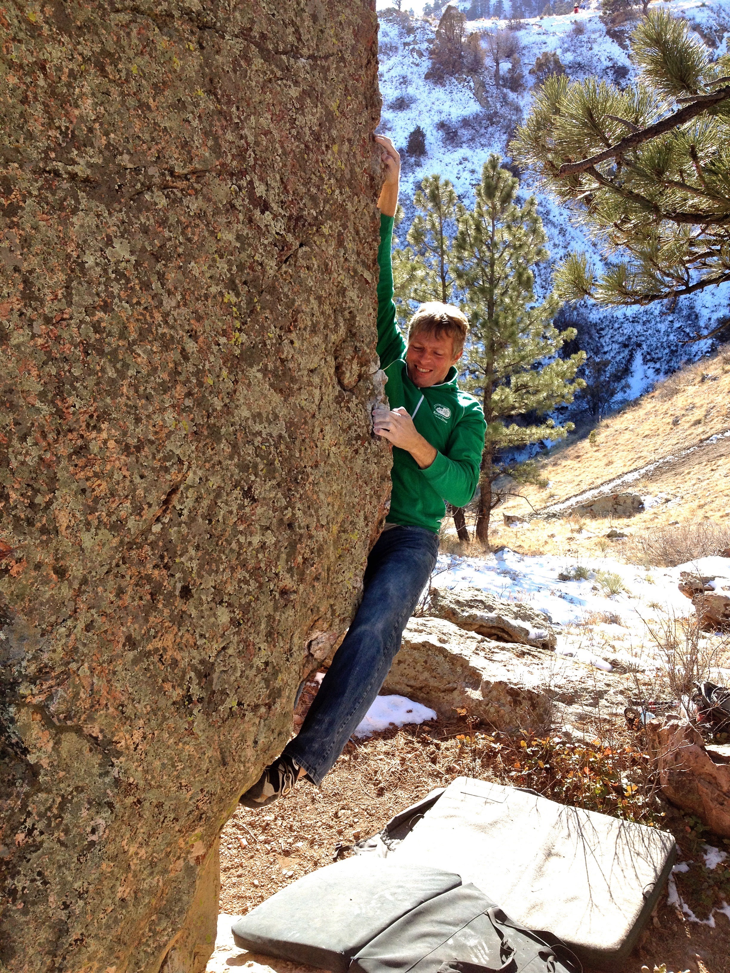 Mark Roth bouldering on Mt. Sanitas