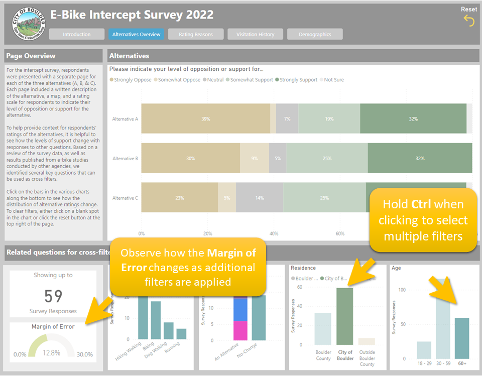 Instructions for e-bike intercept survey dashboard