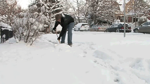 A person shoveling snow