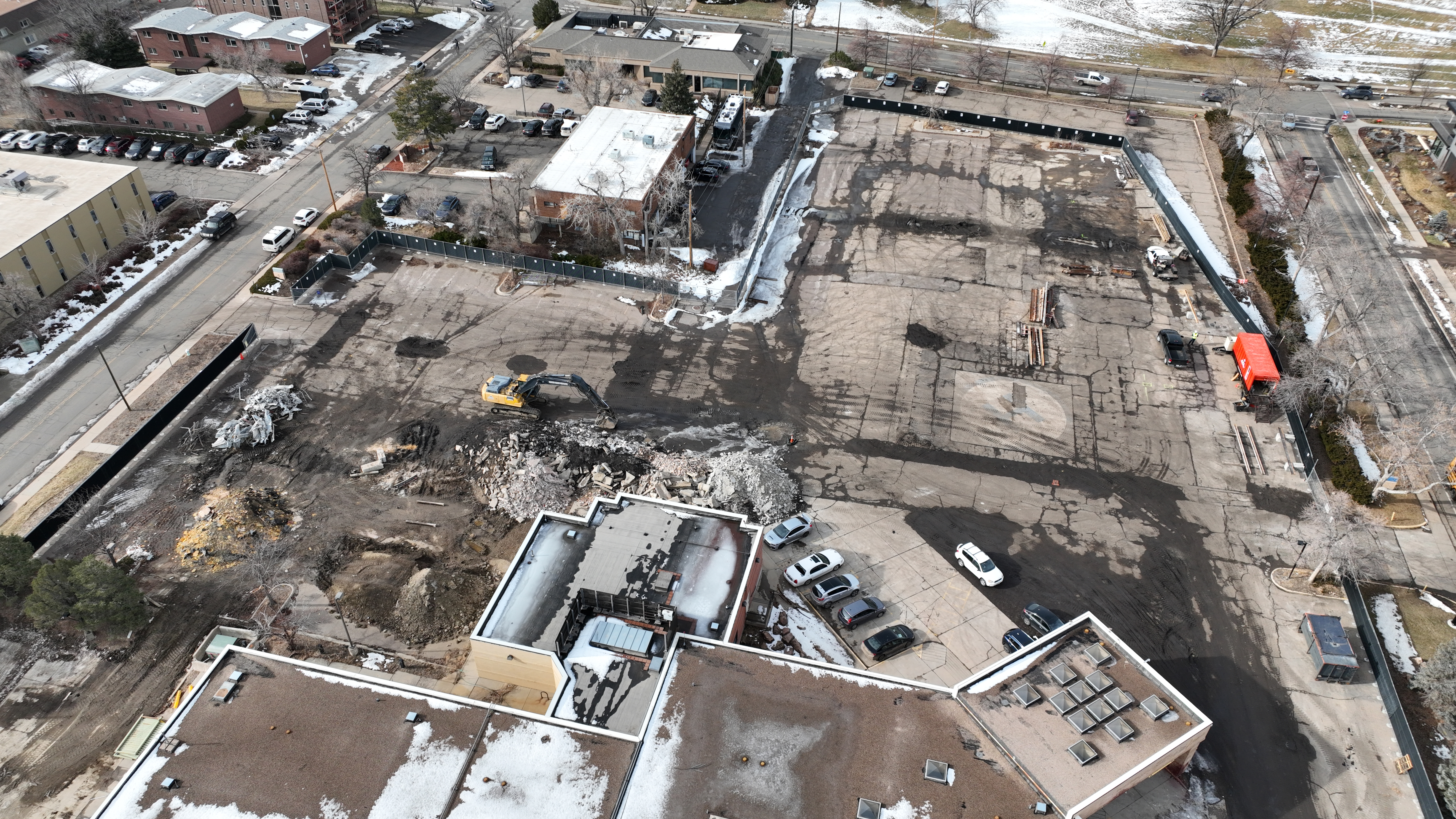 Boulder Fotografía aérea de la deconstrucción del Hospital Comunitario