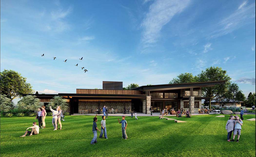 Rendering of planned activity lawn at Flatiron's Golf Course facility.