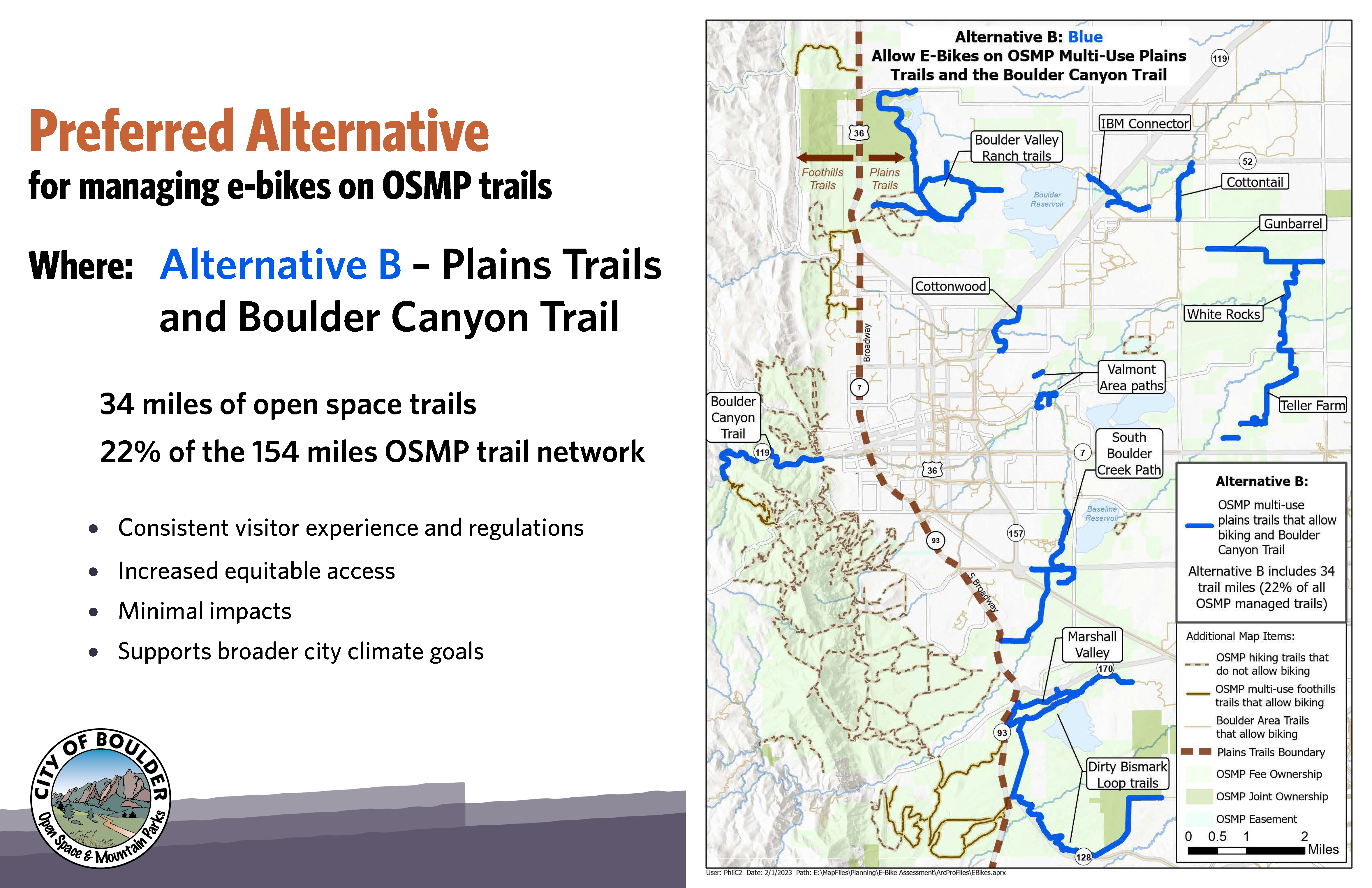 E-Bikes Preferred Alternative B: Plains Trails and Boulder Canyon