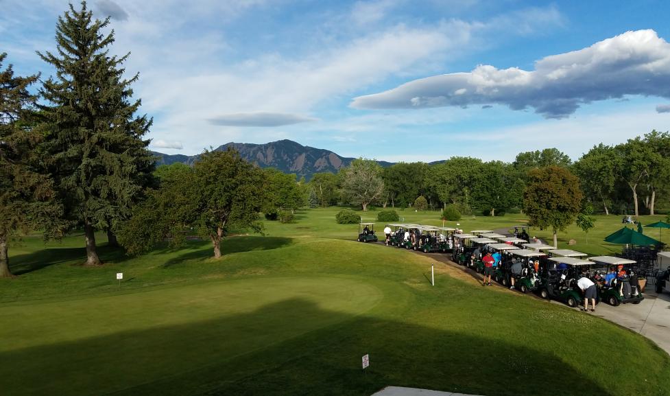 flatirons golf course overview on a sunny day