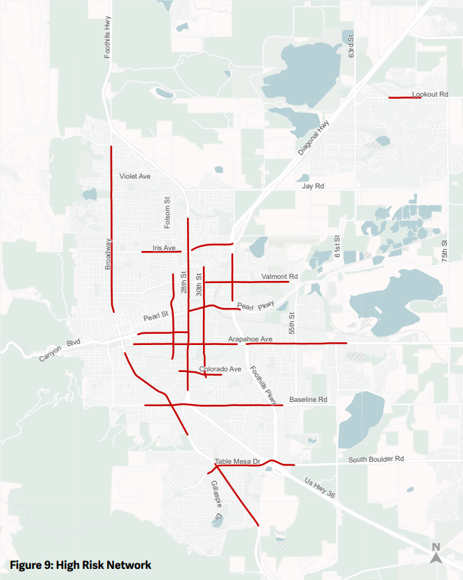 A map of the High Risk Network in the City of Boulder