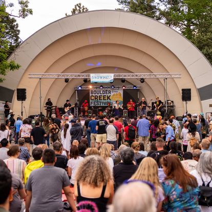 Boulder Creek Festival photo of band performing at the Glen Huntington band shell