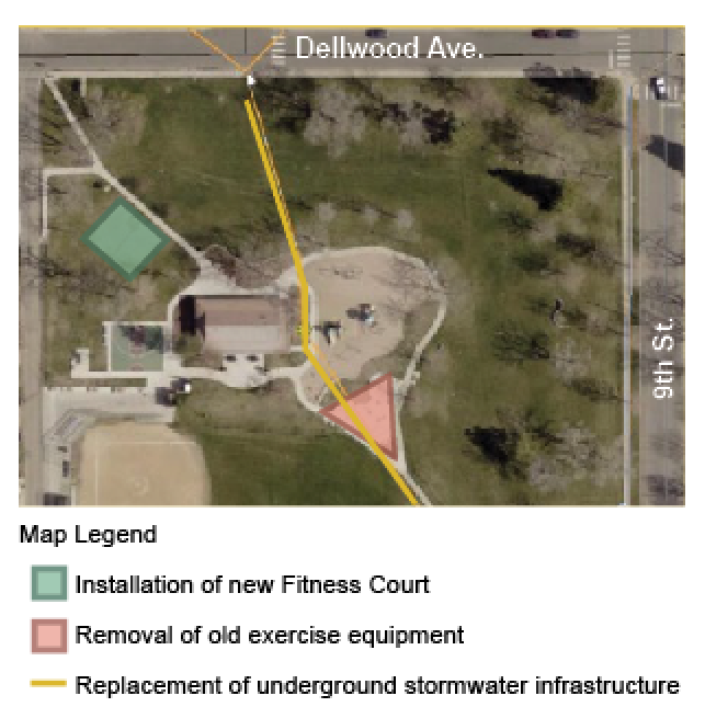 Map of fitness court installation at North Boulder Park