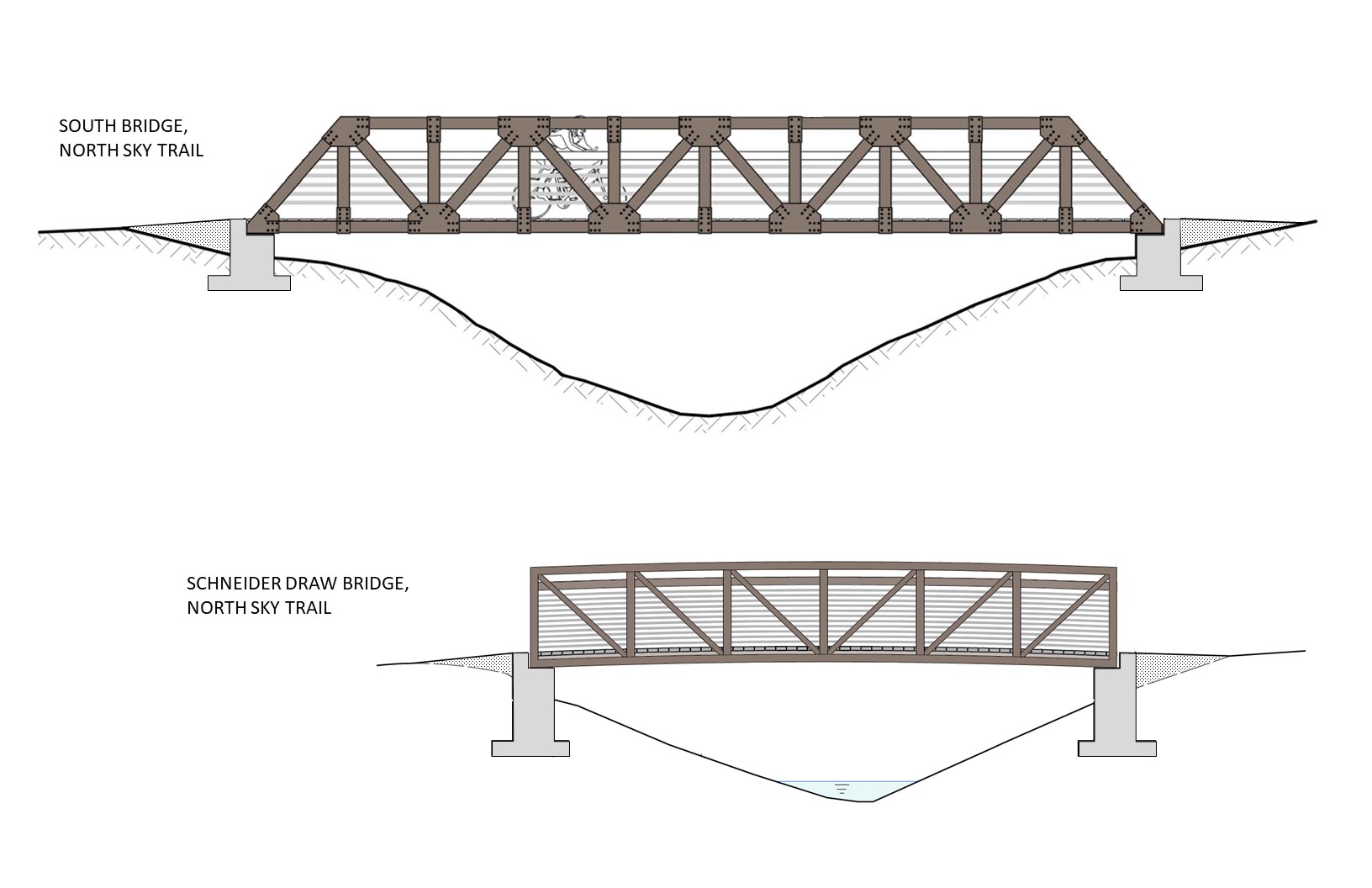 Design sketch of the North Sky Trail bridges that are being built
