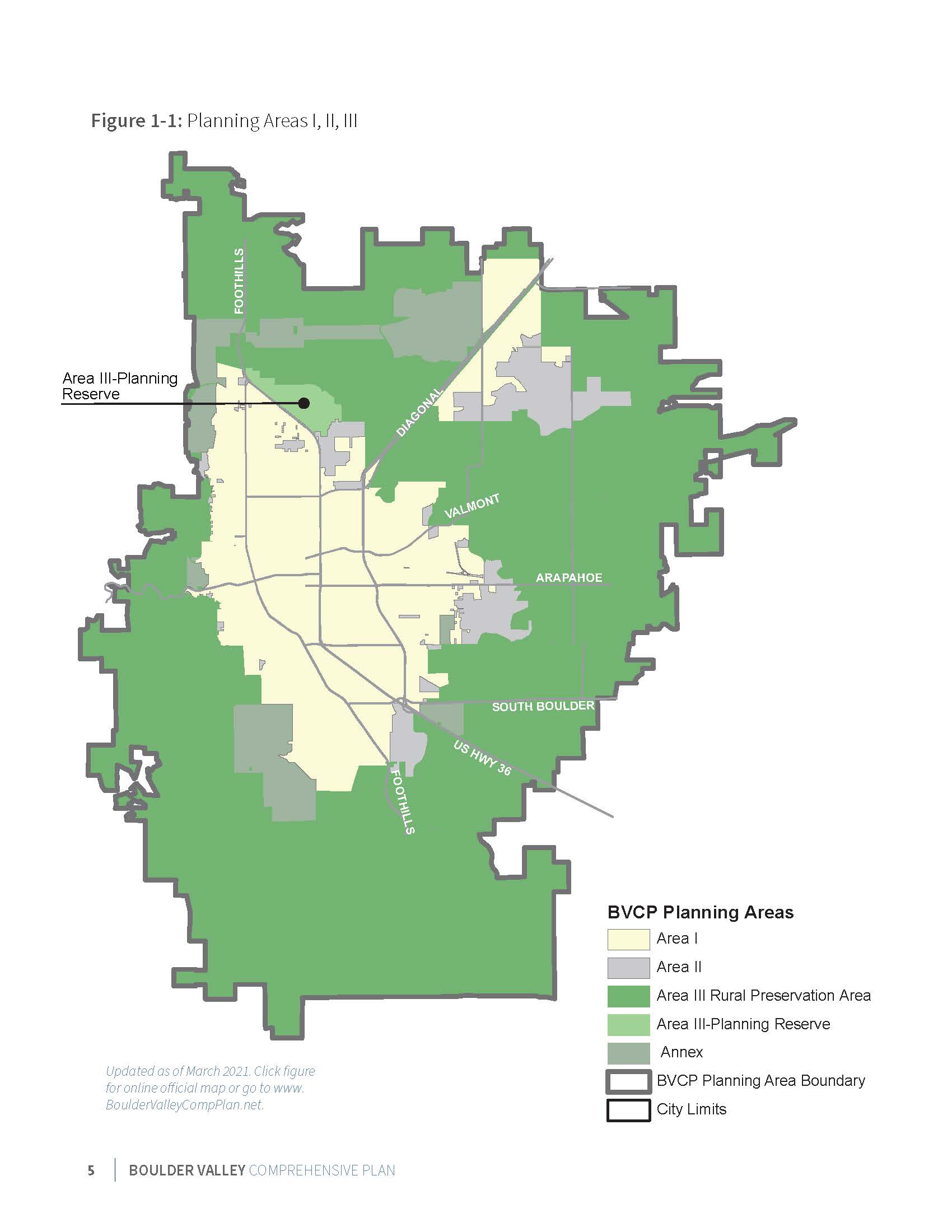 Map of Area I, II and III