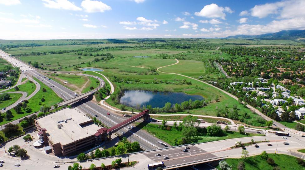 aerial view of south boulder area by US 36 including small ponds