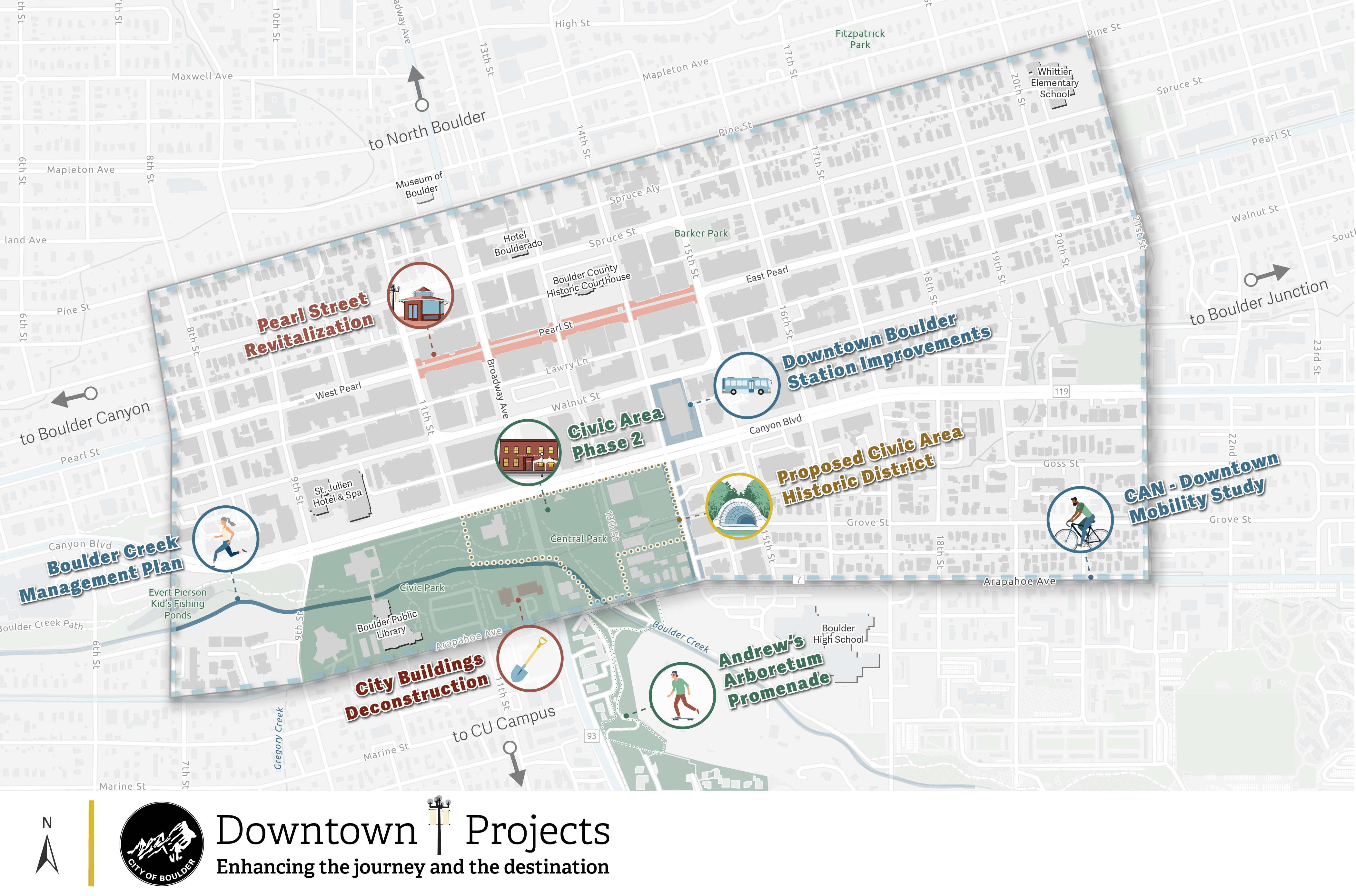 Map of downtown and upcoming projects