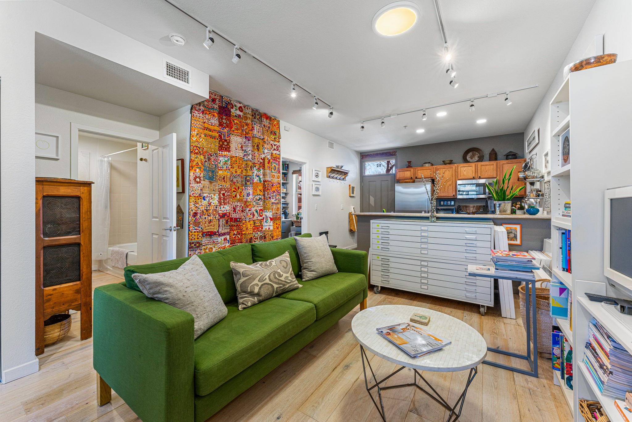 Open space Livingroom view facing kitchen