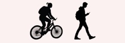 Person biking and person walking