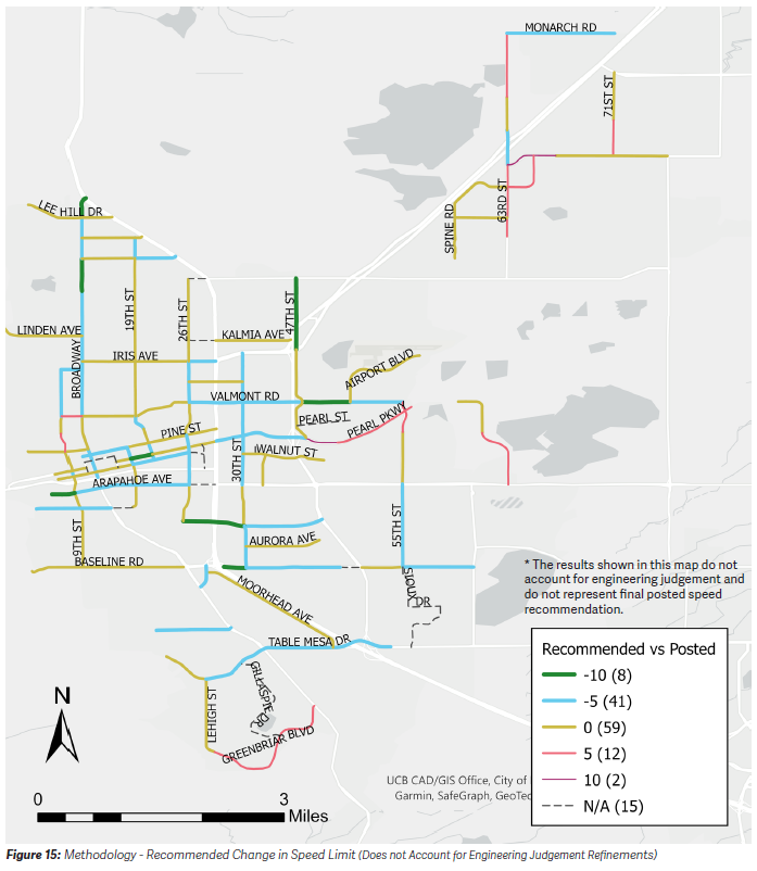 Figure 15 map of Methodology - Recommended Change in Speed Limit. Long description under header Text Alternatives.