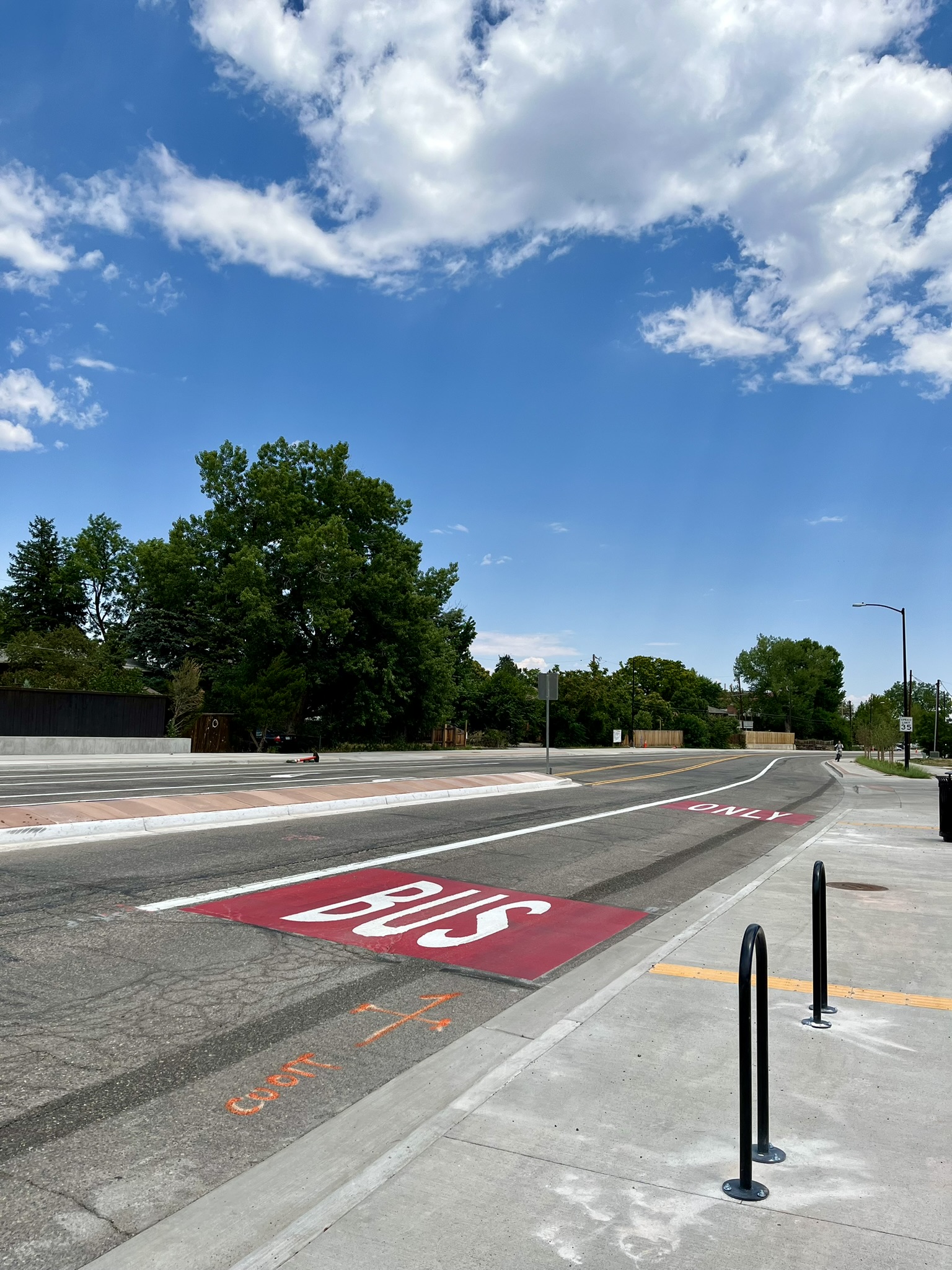 28th and Colorado bus only lane markings