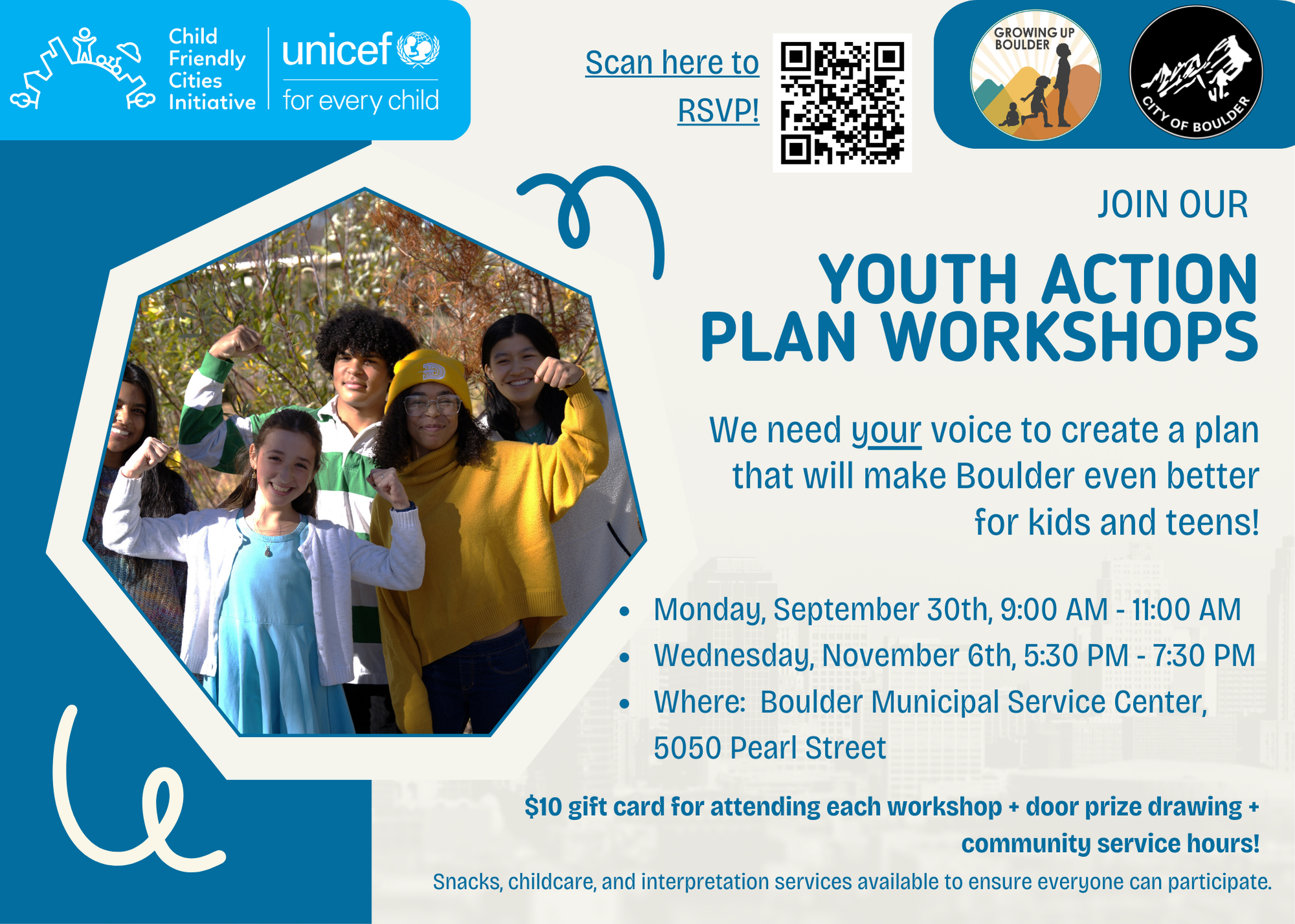 Flier for youth action plan. All information provided in body of article.