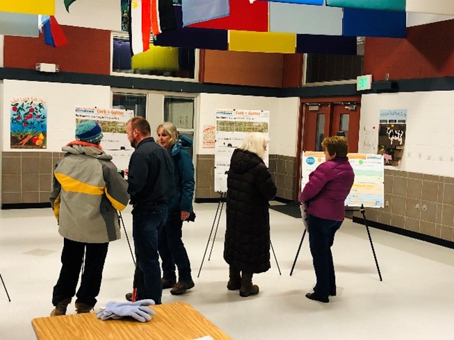 People gathered at an open house. 