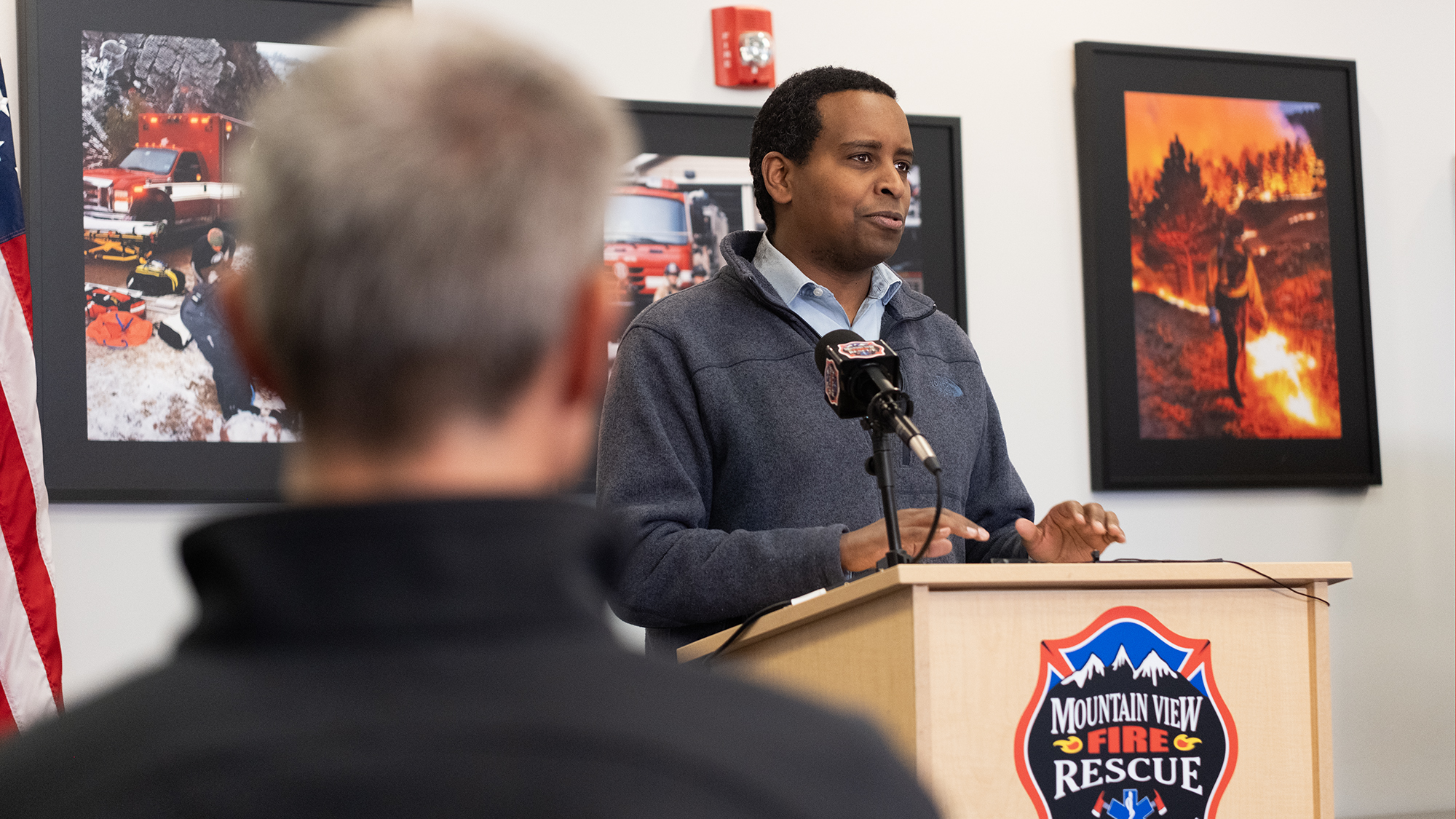 Rep. Joe Neguse speaks during event to help announce completion of Marshall Coal Mine Mitigation Work