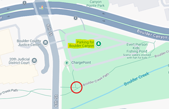 Map of Parking lot at Canyon Blvd and 6th Street