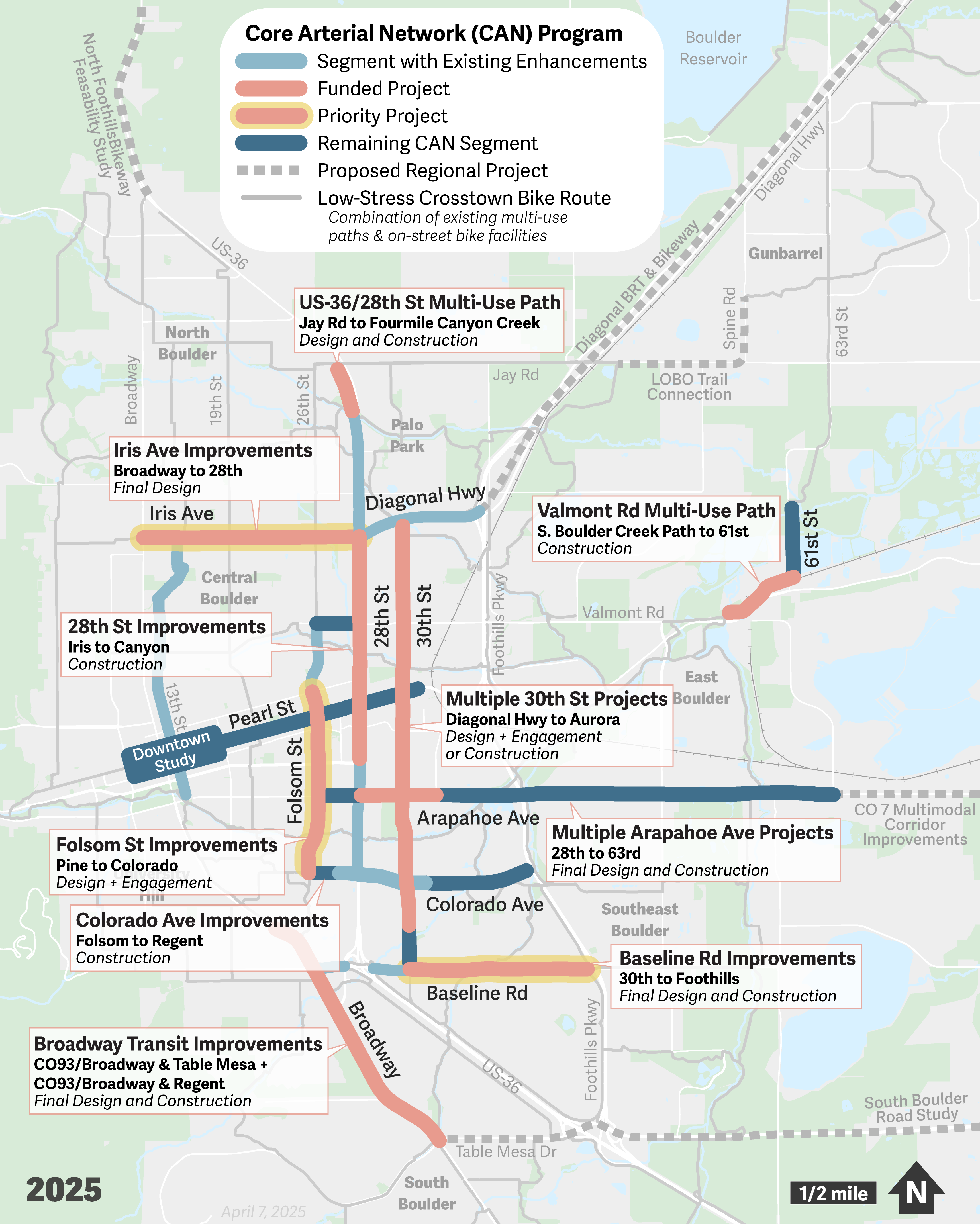 Map of Core Arterial Network (CAN) projects. Details on CAN webpage.