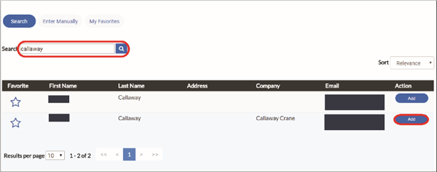Enter the contact name or email address. Click Add to add contact.