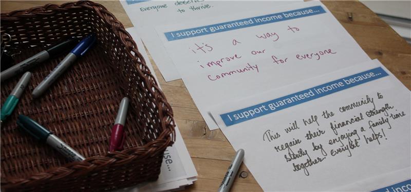 Papers sharing notes from community members about why they support guaranteed income.
