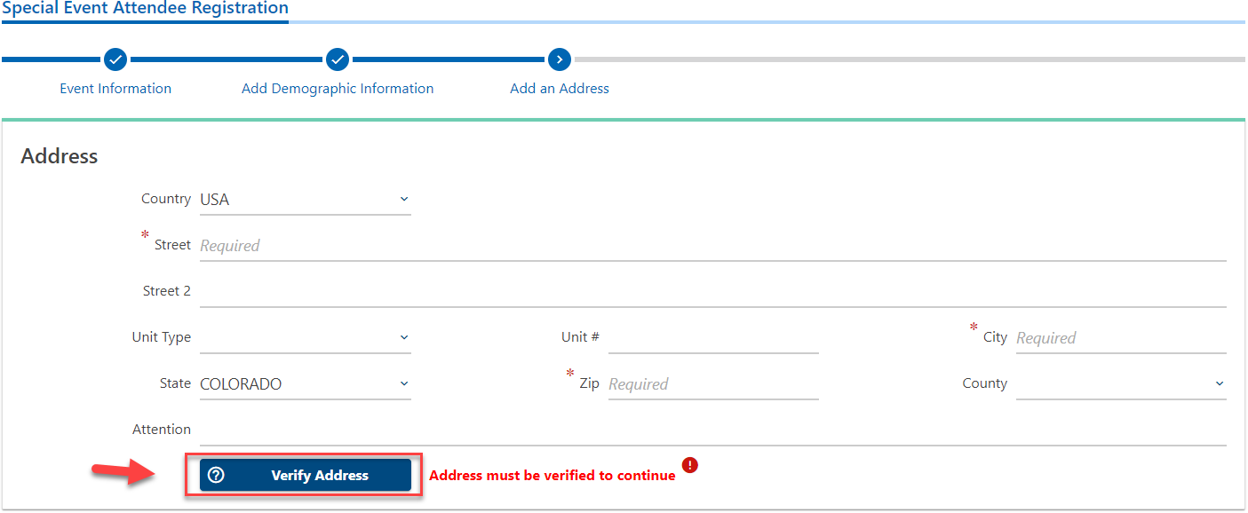 Enter your primary business address and click the verify address button.