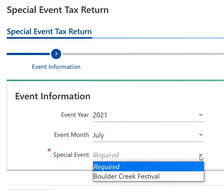 Enter the year, the month and the special event name