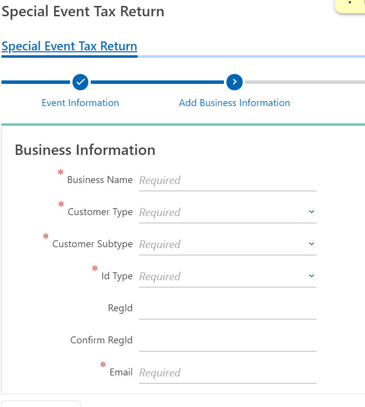 Enter the business information