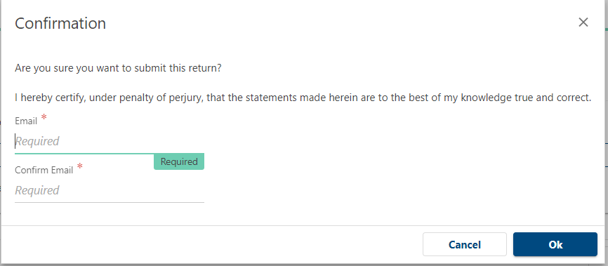 Confirm your submission by typing in your email address twice.
