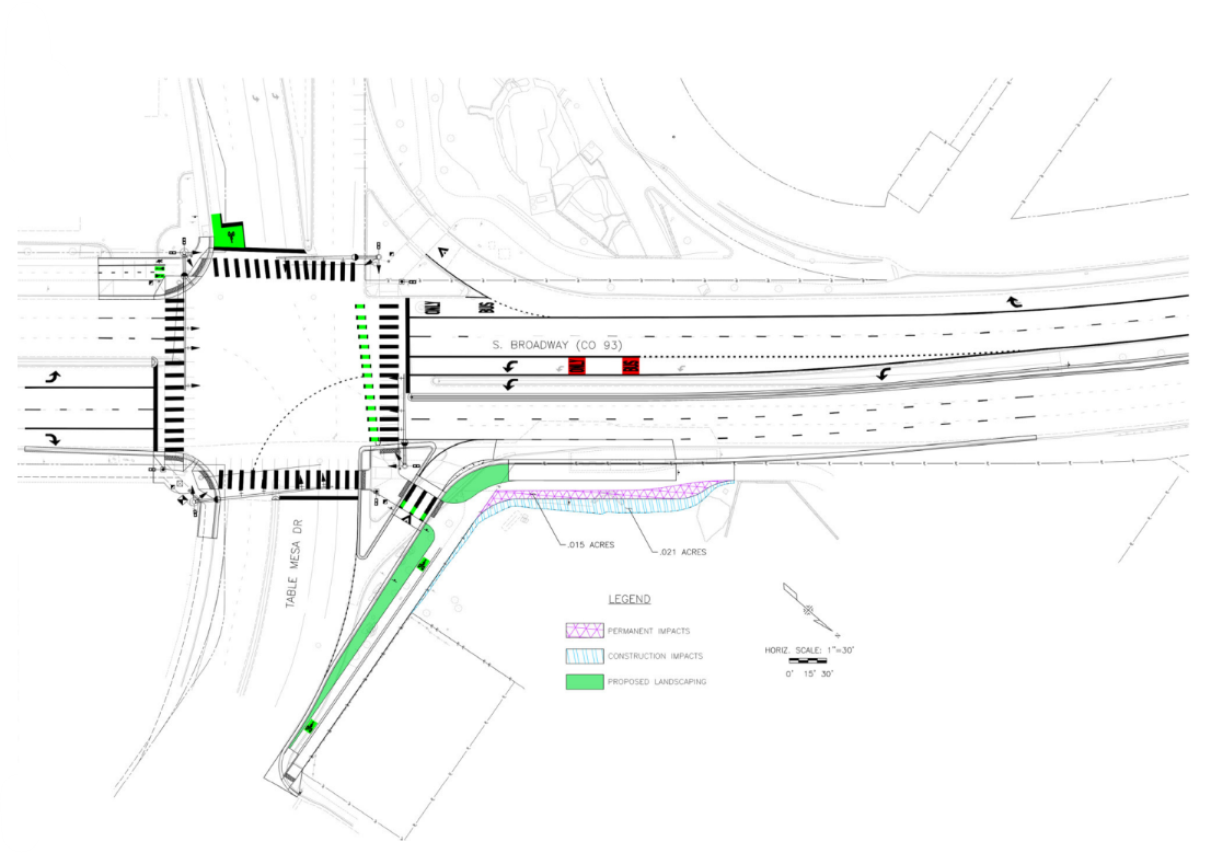 Impacts to Martin Park from Broadway BAT Lanes. Long description on Broadway project webpage.. 