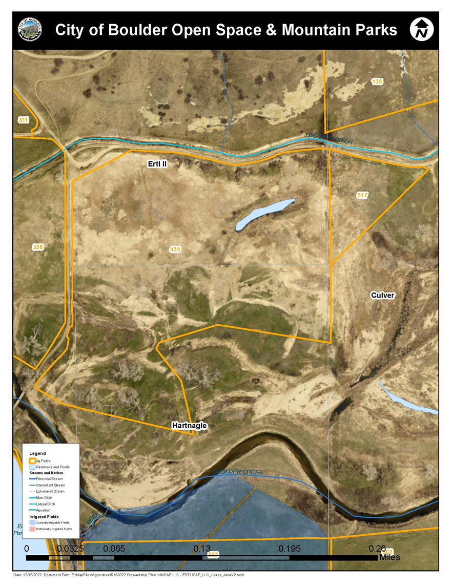 Map of the Hartnagle Property, north of Boulder Creek, in East Boulder.