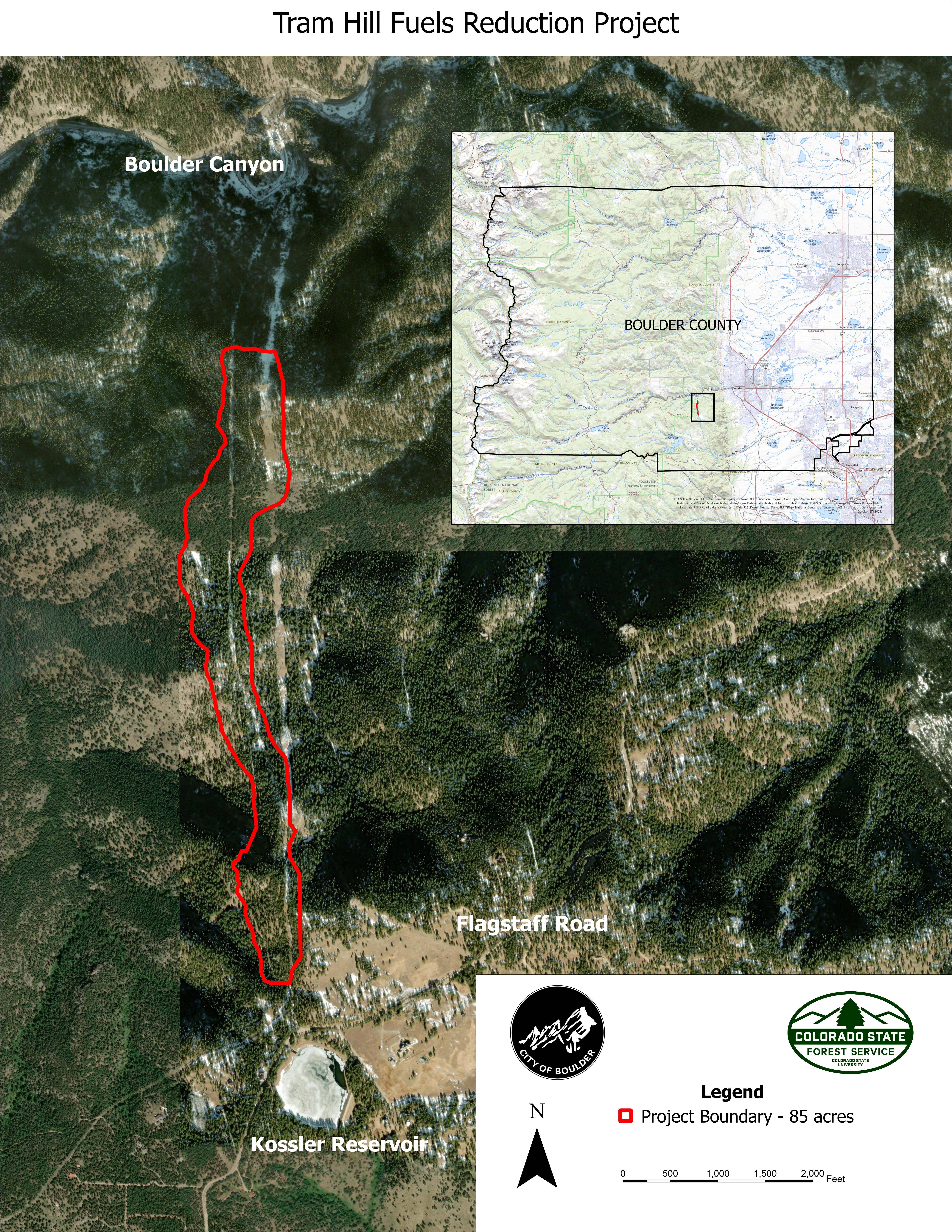 The Tram Hill project is located west of city limits running about two miles between Flagstaff Road and Boulder Canyon Blvd