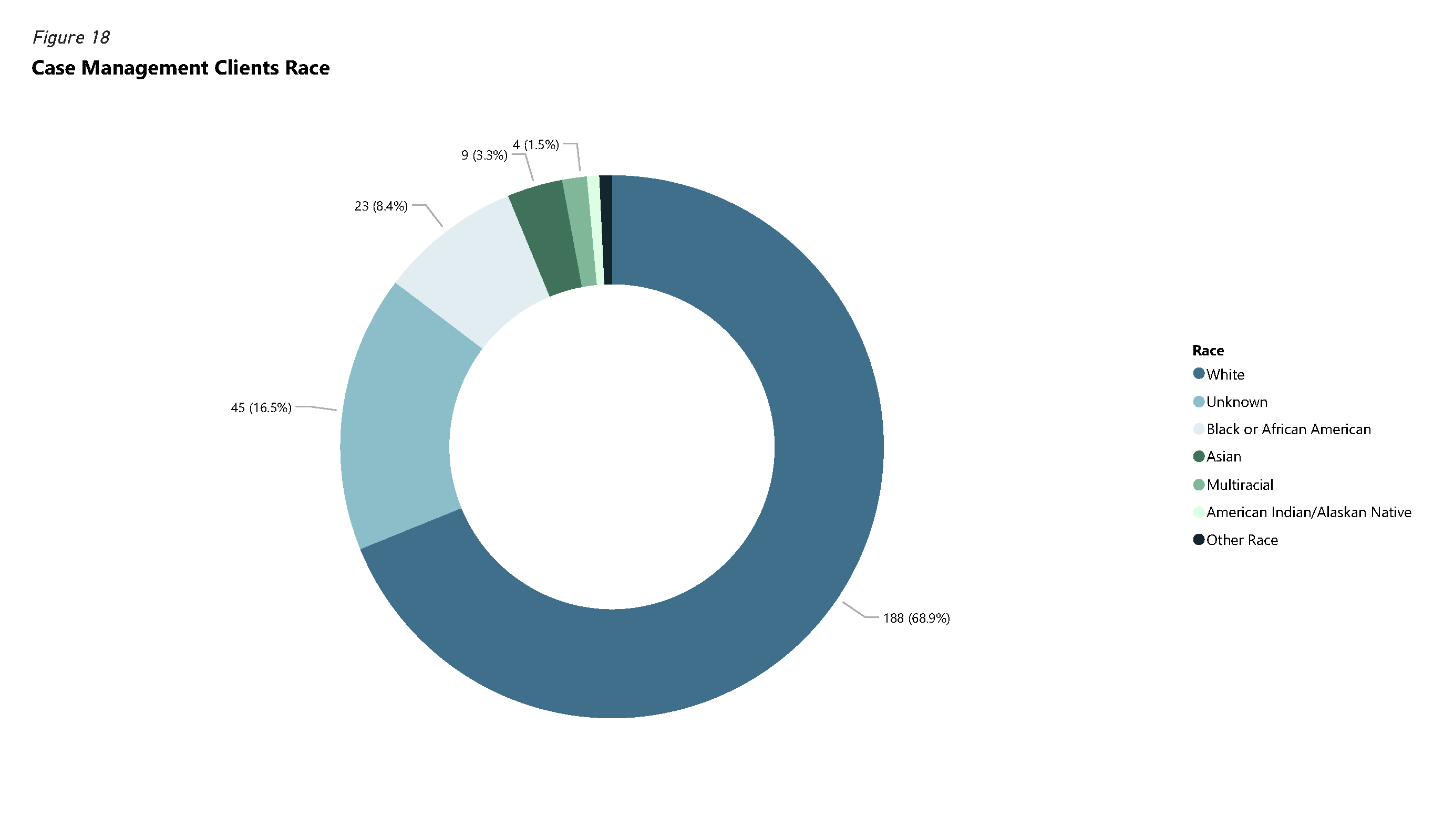 Pie chart of Case Management Clients Race