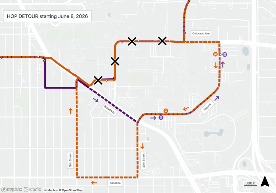 Detour Map 2026 HOP. details on Transit App. 