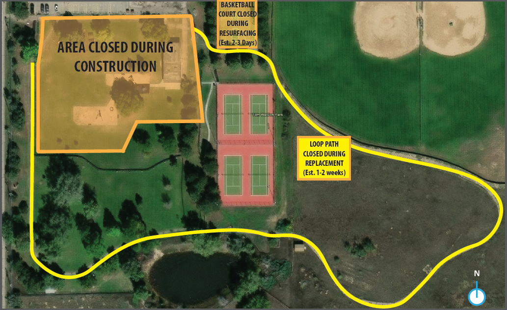 Map illustrating the construction area for the Tom Watson Pickleball Project. Details to follow.