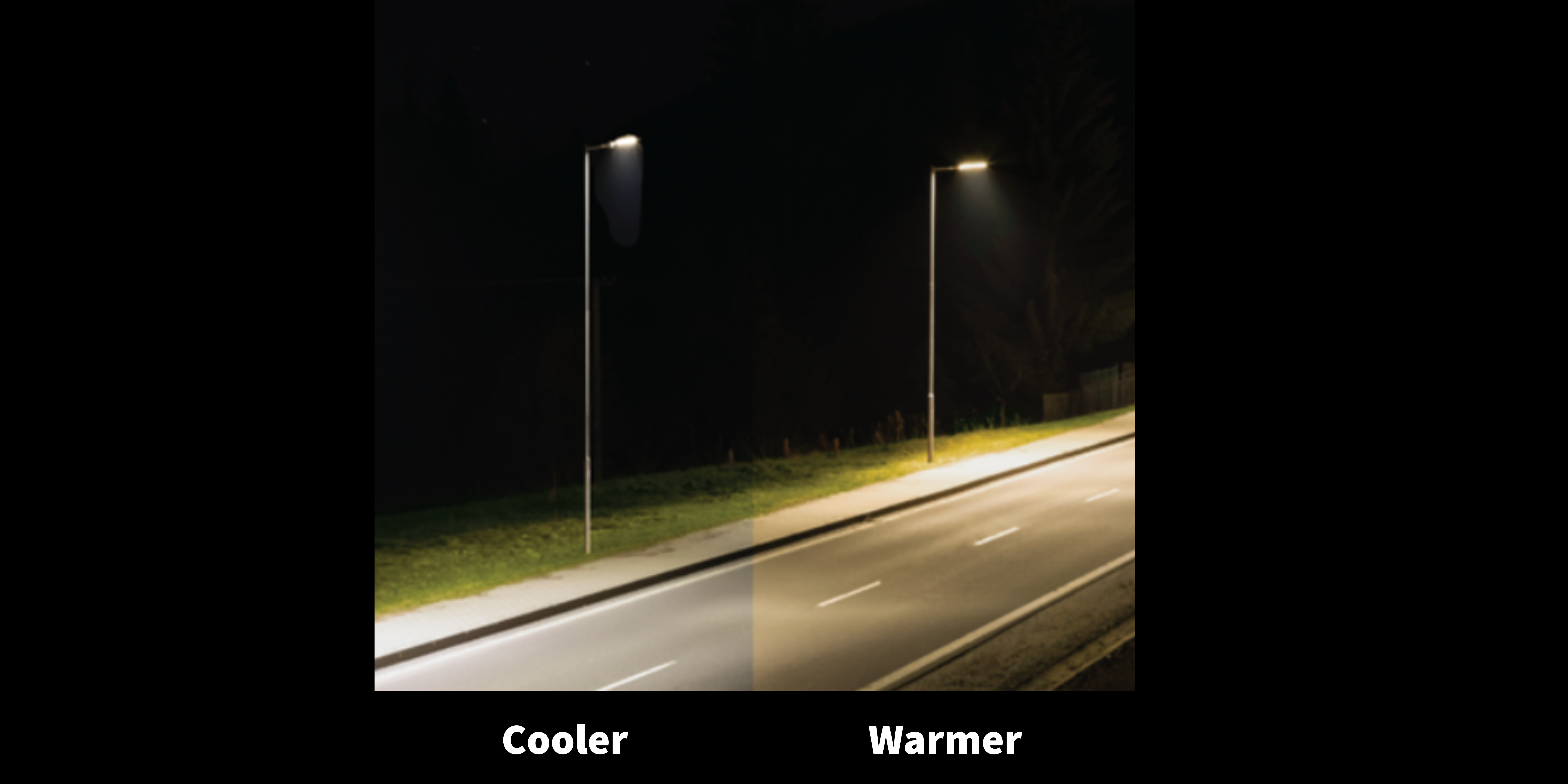 Examples of warm and cool streetlighting. 