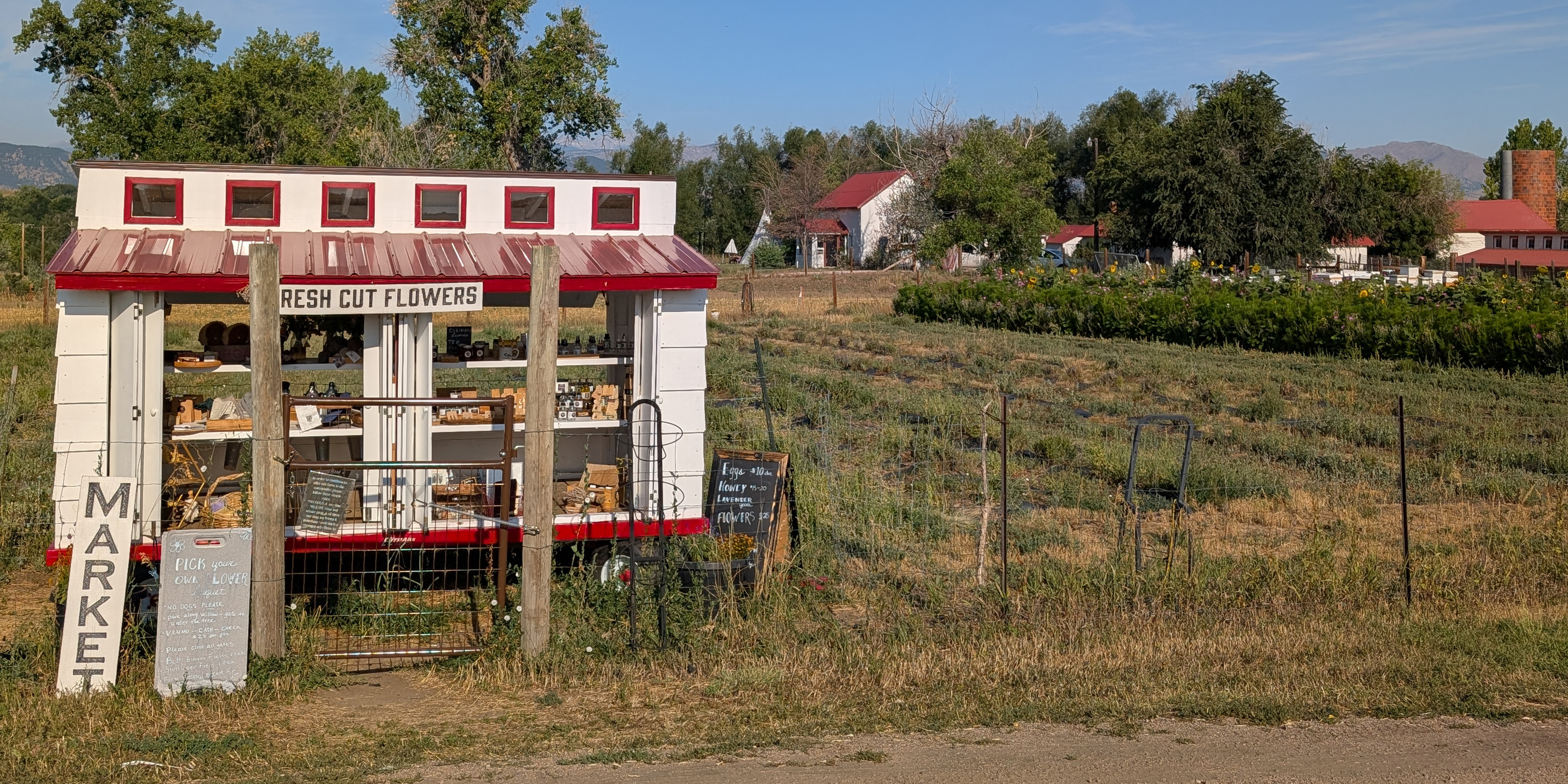 Farm stand next to a farm