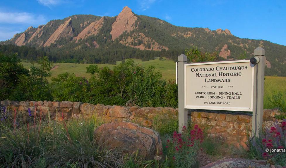 Sustainability And Resilience At Chautauqua City Of Boulder   Chautaqua Sign And Flatirons 