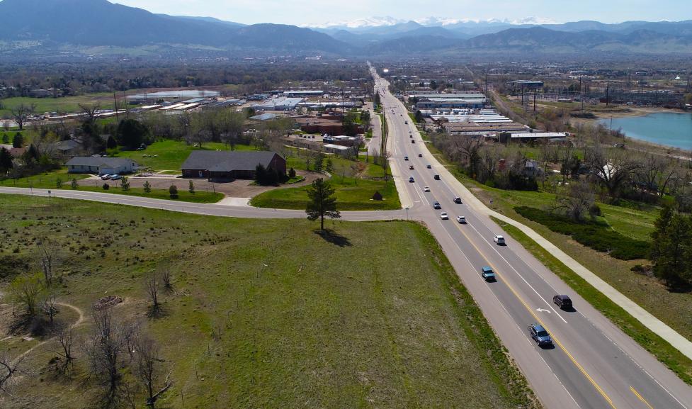 East Arapahoe Drone Photo with Flatirons