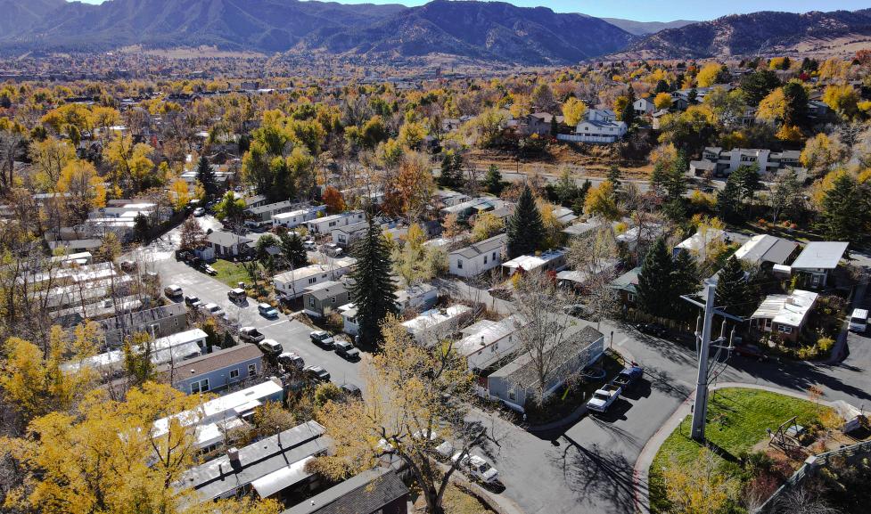 Aerial view of Mapleton mobile home park
