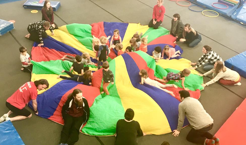 Gymnastics parachute time