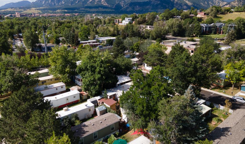 Aerial view of Mapleton Manufactured Home Park, one of the communities supported by the grant program.