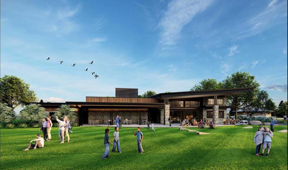 Rendering of planned activity lawn at Flatiron's Golf Course facility.
