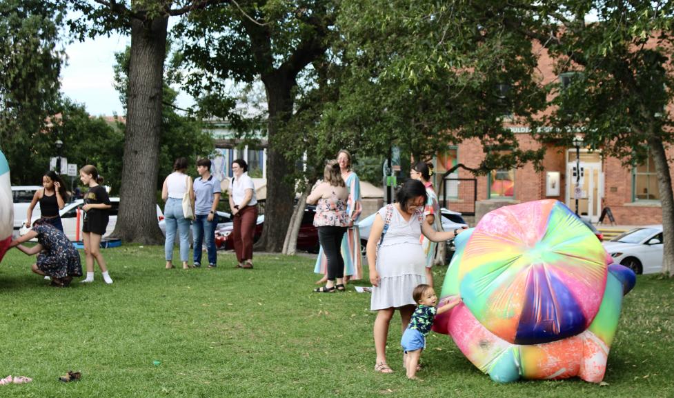 BMoCA.Claire Ashley Exhibition Opening large inflated public art in the park 