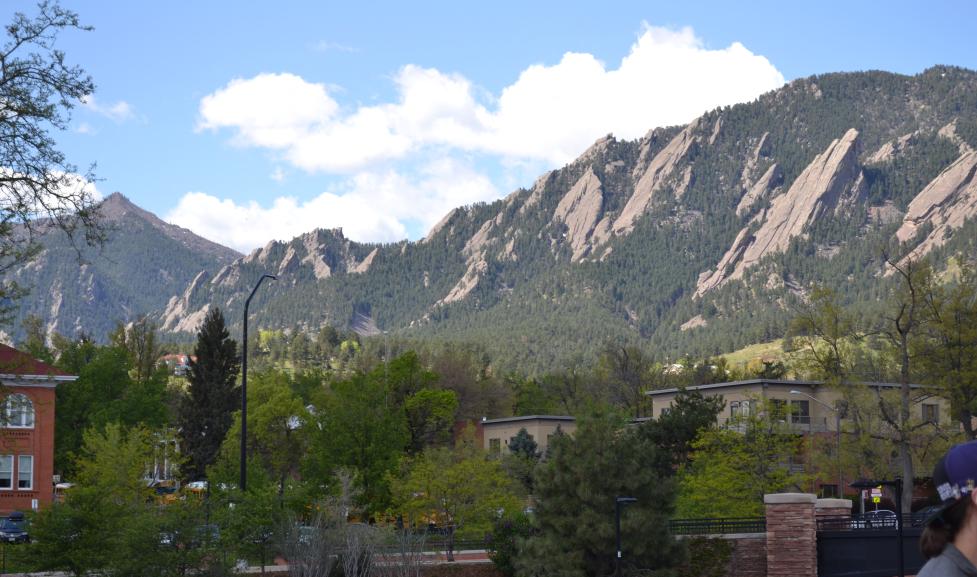 Flatirons view from CU Boulder Main Campus