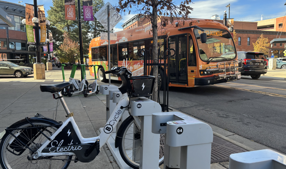 e-micromobility downtown near the HOP bus